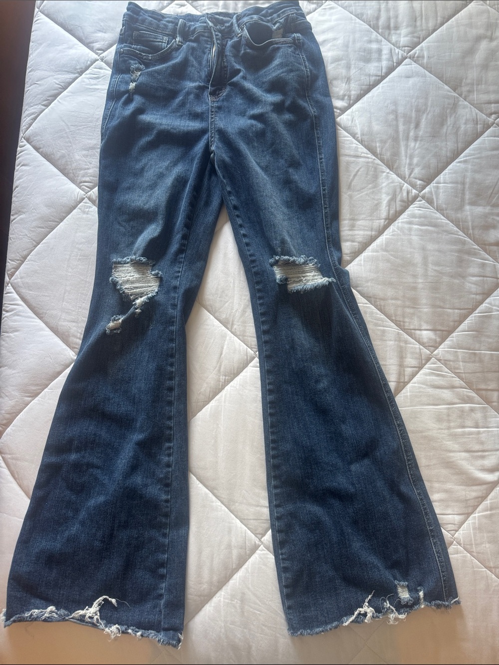 Judy Blue Dark Blue Distressed Flare Jeans